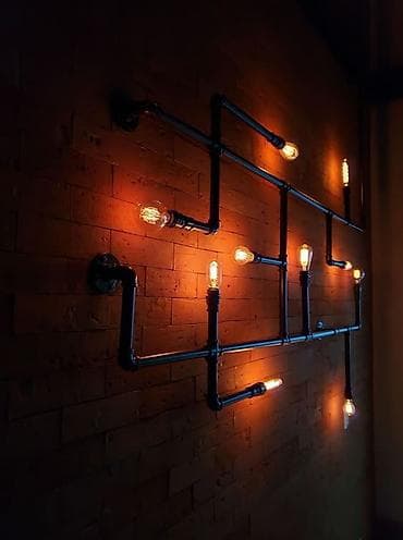 qar kurəsi: Sənaye üslubunda divar lampası – boru konstruksiyalı dekorativ — 2