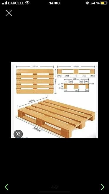 işlenmiş taxtalar: Pallet, 800 х 1200 sm, Ödənişli çatdırılma — 4