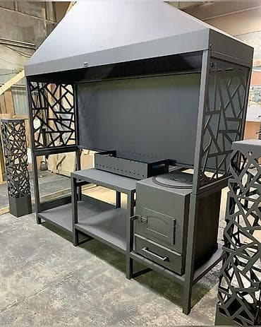 Manqallar, qrillər, barbekyu: Açıq hava üçün peşəkar kömür/manqal stolu və modul mətbəx komplekti - — 5