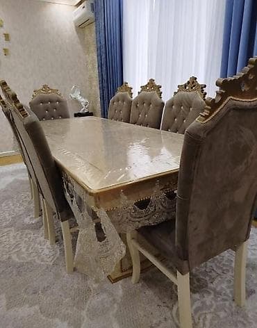 Masa dəsti 8 oturacaqlı Satılır 440₼ Yeni kimi Demək olar ki istifadə