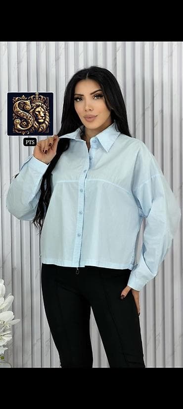 yeni geyim: Qadınlar üçün oversize köynək - Model: Qısa kəsimli, oversize forma — 1