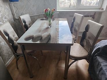 balkon ucun stol stul: Mətbəx üçün, Dördbucaq masa, 4 stul — 2