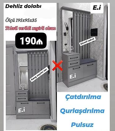 tibbi dolab: Məhsul: Dehliz dolabı Ölçü: 195 x 95 x 35 sm Təsvir: - Giriş üçün — 1