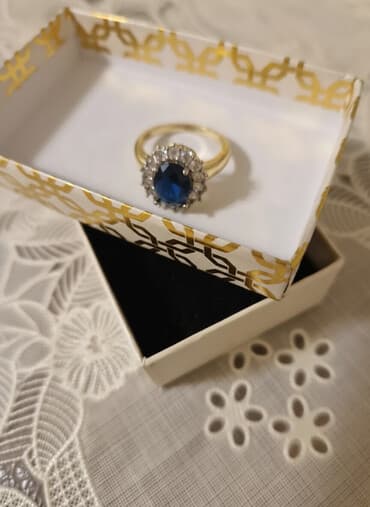 firuzə qaşlı üzüklər: Üzük, Platin, 375 Əyar, Sapfir — 2