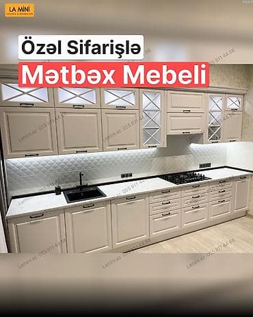 Özəl sifarişlə mətbəx mebeli - Klassik üslubda ağ rəngli fasadlar — 1