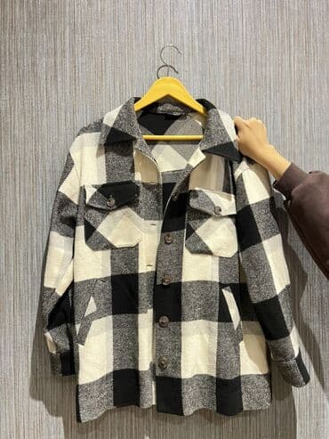 Toy paltarları və aksesuarları: Qadın/Unisex qalın flanel köynək-jaket (şaket) - Rəng: Qara-krem-boz — 1