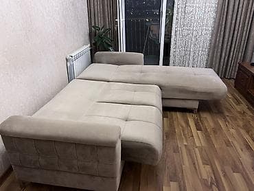 ucuz divanar: L-şəkilli transformasiya olunan divan - Rəng: açıq bej - Forma: sağ — 2