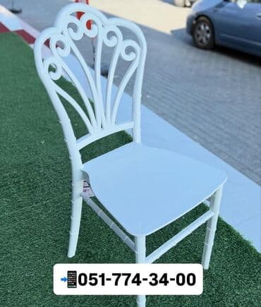 karkaz: Ağ rəngli, zərif dizaynlı banket/ziyafət stulları. Xüsusiyyətlər: - — 7