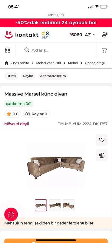 ehtiyaci olana verilir: Künc divan, Qonaq otağı üçün, Açılan — 10