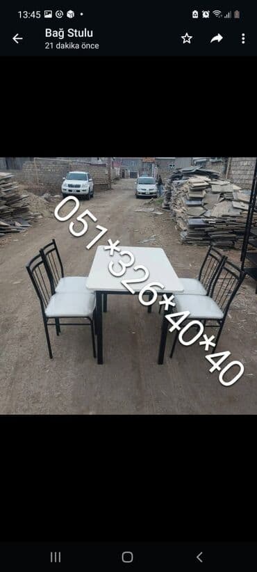 Masa və oturacaq dəstləri: Qonaq otağı üçün, Yeni, Açılan, Dördbucaq masa, 4 stul — 14