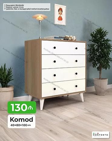 Komod – 40×80×100 sm - Material: 18 mm laminat - Rəng seçimi