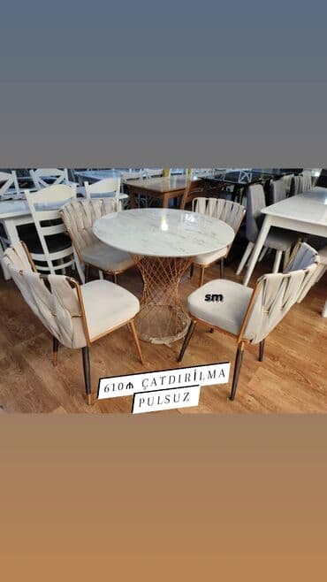 balkon ucun stol stullar: Mətbəx üçün, Yeni, Açılmayan, Yumru masa, 4 stul — 2