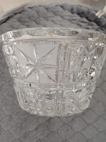 Kəsma naxışlı şüşə/bohem tipli qablar dəsti - 2 ədəd şəffaf şüşə qab