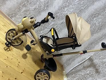 velisoped 29: Uşaq üçtəkərli velosipedi – bej rəng, ayıları xatırladan ön panel — 2