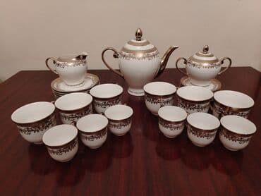 çay qaşığı: Çay dəsti, rəng - Qızılı, Farfor, 6 nəfərlik, Türkiyə — 2