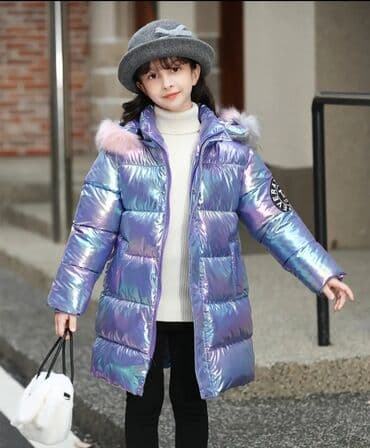 Uşaqlar üçün digər mallar: Qız Uşağı üçün uzun qış gödəkçəsi – iridescent/metallik bənövşəyi-mavi — 2