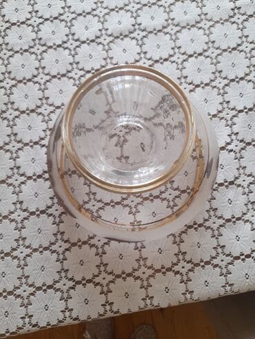 heinz kaşaları: Şüşə ayaqlı meyvə/qənd qabı - Material: qalın şüşə - Dizayn: dumanlı — 6