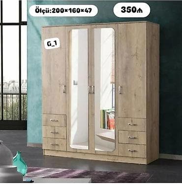 Шкафы: Geniş tutumlu paltar dolabı - Ölçü: 200 × 160 × 47 sm (şəkildə — 1