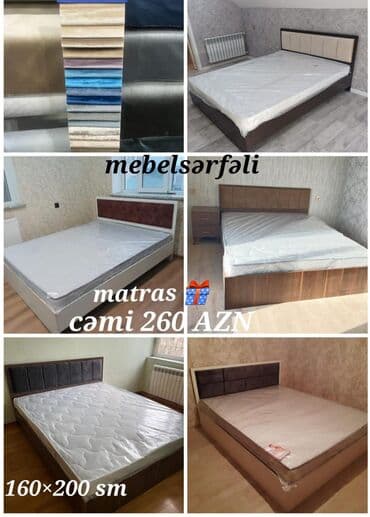 dəmir carpayı: Yeni, İkinəfərlik çarpayı, Bazasız, Matras ilə, Siyirməsiz, Azərbaycan — 1