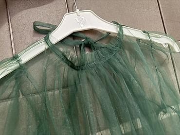 uzun paltar: Şəffaf tül kofta – tünd yaşıl rəngdə - Material: yüngül, hava — 4