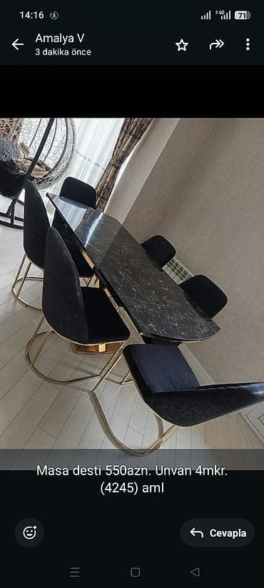 Masa desti 550azn. Unvan 4mkr. (4245) aml