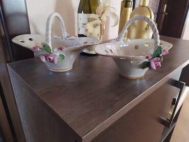 qablar cehizlik: İki ədəd dekorativ porselen səbət - Material: parlaq porselen - Rəng — 2