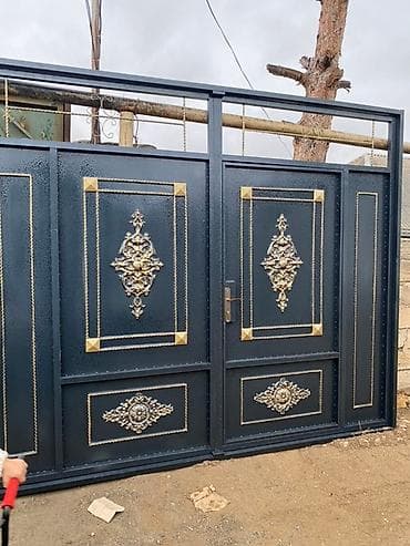 drel dəst: Dəmir Həyət darvazası, Yana açılan, Mexaniki, Qapı ilə, rəng - Qara, Kredit yoxdur — 1