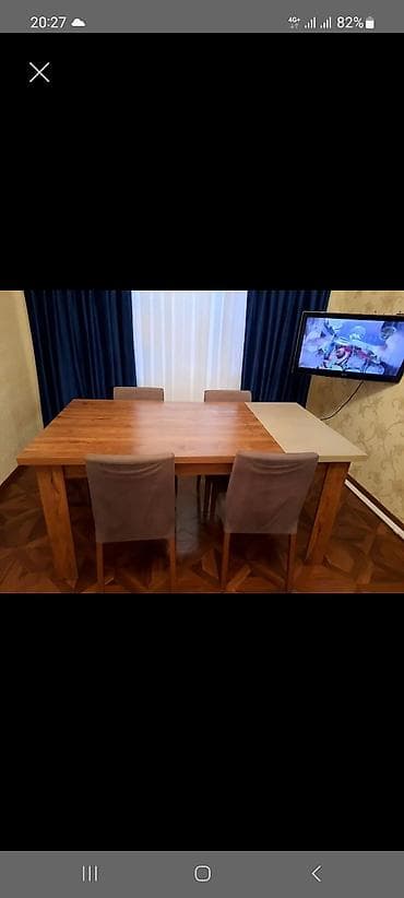 Ağac yemək masası stullari yoxdu - Material: kütləvi ağac görünüşlü