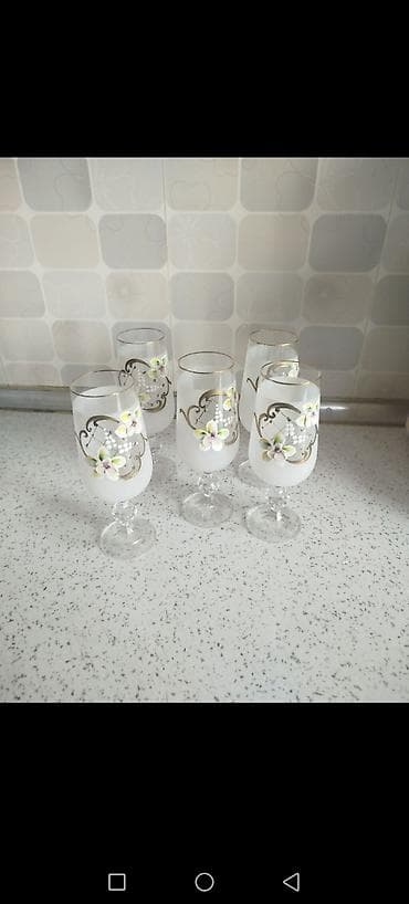 Qədəhlər, rəng - Ağ, Şüşə, 6 ədədli dəst