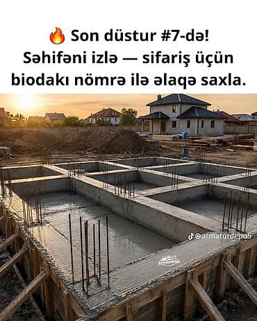 монолит бетон: Monolit beton tökmə və armatur-kalıp xidməti - Bünövrə, kəmər, kolon — 8