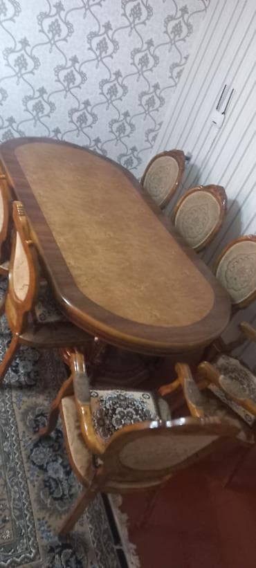 kompüter stulu: Qonaq otağı üçün, Açılmayan, Oval masa, 8 stul — 4