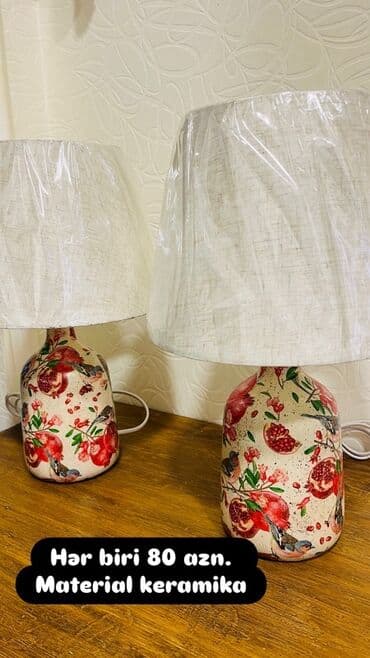 yataq ortukleri: Masaüstü dekorativ lampalar – müxtəlif modellər və materiallar - — 5
