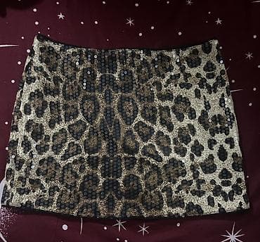 Leopar naxışlı mini ətək - Model: düz kəsim, mini uzunluq - Dizayn