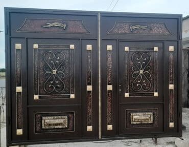 жер тошок: Железо Дворовые ворота, Распашные, 3 м, Механические, С дверью, цвет - Голубой, Нет кредита, Платная установка, Платная доставка — 76