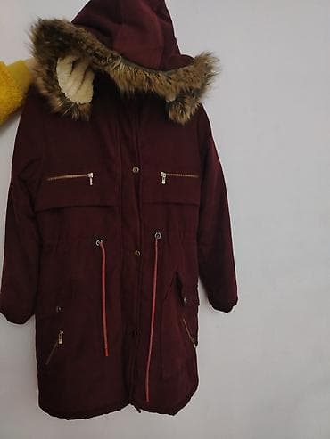 qadın ic geyimləri: Qadınlar üçün qışlıq parkа – bordо rəng. - Qalın, içi yumşaq süni xəz — 2