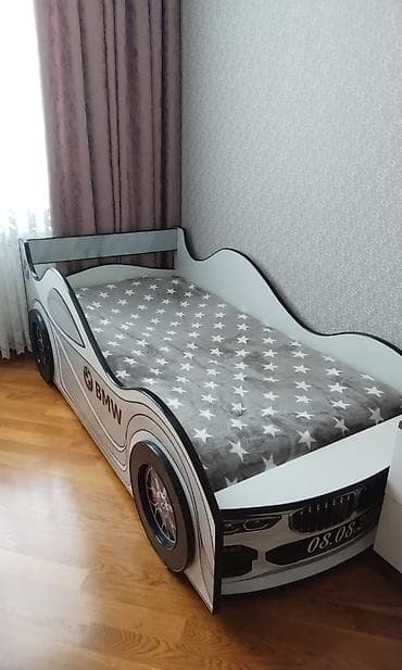 m3 gtr: Uşaq çarpayısı – “avtomobil” dizaynı (BMW üslubunda) - Rəng: ağ/boz — 3