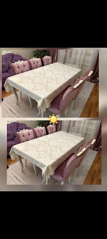 Qonaq otağı üçün, İşlənmiş, Dördbucaq masa, 6 stul