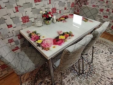 Mətbəx üçün, İşlənmiş, Açılan, Dördbucaq masa, 4 stul