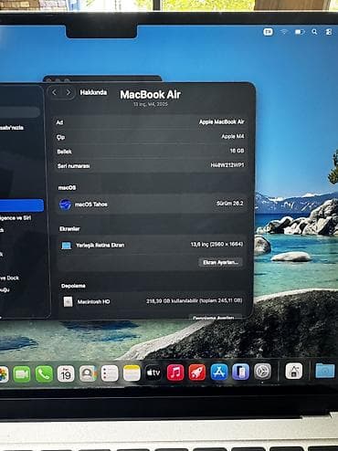 apple macbook: Macbook Air 13.6 Starlight M4 16/256 100% pil 90 devir sayi (cycle) — 5
