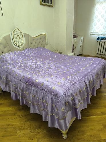 parda tul: Yataq üçün İşlənmiş rəng - Bənövşəyi Yataq örtüyü — 3
