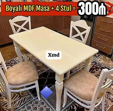 metbex mebelleri qiymetleri: Mətbəx üçün, Yeni, Açılmayan, Dördbucaq masa, 4 stul — 1