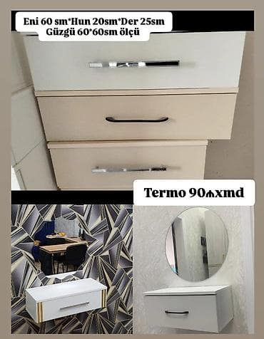 Ev və bağ: Divar askılı tualet masası və güzgü dəsti - Material: Termo (üzlük) — 1
