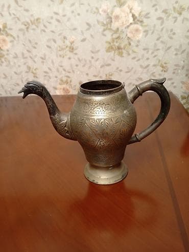 samovar 3 litr: Məhsul: Metal naxışlı qədim üslubda çaydan/ibrik - Material: bürünc — 1