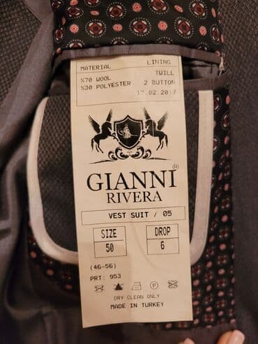 kişi geyimləri: Kostyum, Demisezon, 5XL, rəng - Boz — 3