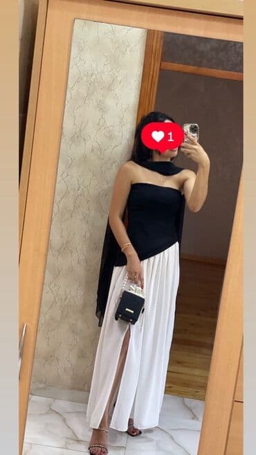 Sviterlər: Qadın üçün zərif axşam/libas - Rəng: üst hissə qara, ətək hissə ağ - — 1