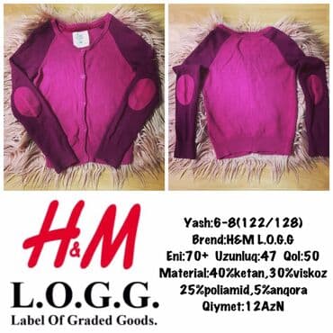qizlar ucun ketalar: Yash:6-8(122/128) Brend:H&M L.O.G.G Eni:70+ Uzunluq:47 Qol:50 — 1