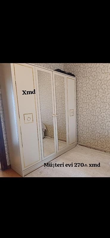4 qapılı paltar şkafı - Rəng: krem/ivory, qızılı bəzək xətləri ilə - lalafo.az -da 4 qapılı paltar şkafı - Rəng: krem/ivory, qızılı bəzək xətləri ilə -