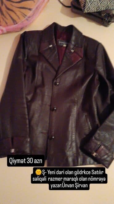 krasofkalar qadin ucun: Məhsul: Qadın dəridən plaş/kurtka (qəhvəyi rəng) - Material: Dəri - — 1