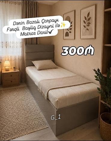 divara yigilan yataq: Dərin bazalı tək nəfərlik çarpayı - Müasir, fərqli başlıq dizaynı — 1