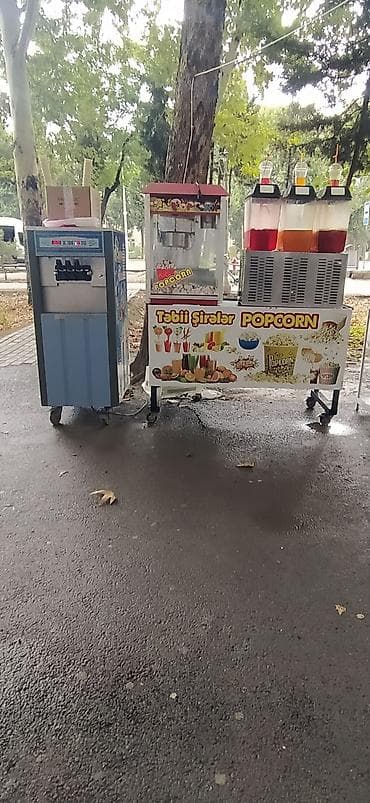 Popkorn, dondurma və təbii şirə satışı üçün komplekt avadanlıq paketi — 2